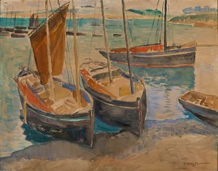 Hafen mit Schiffen in der Bretagne